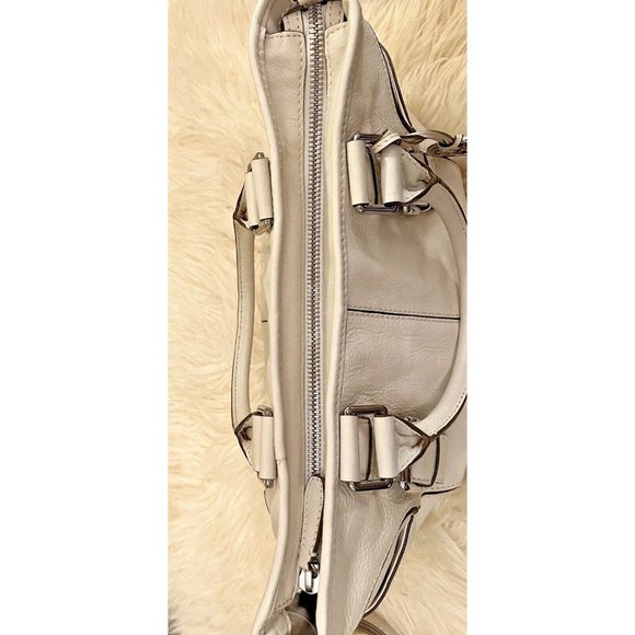 MICHAEL KORS COLLECTION LEATHER SIGNATURE CRESENT SATCHEL...